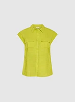Eyelet Button-Down Blouse