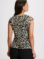 Frilled Animal Print Top