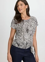T-shirt à motif de feuilles