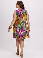 Palm Print A-Line Dress