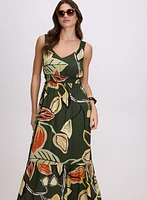 Leaf Print Maxi Dress