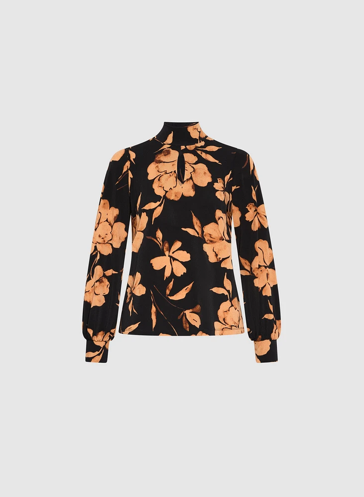 Floral Mock Neck Top
