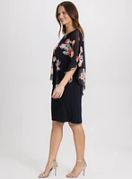 Chiffon Floral Pocho & Jersey Dress