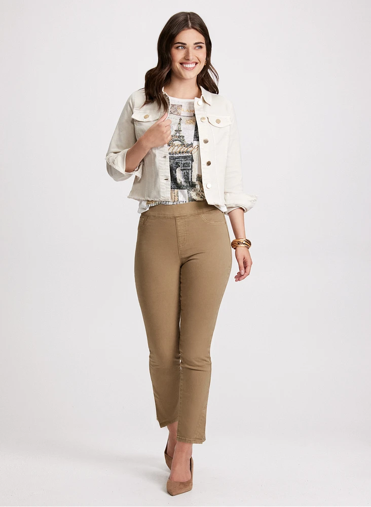 Denim Jacket & Slit Hem Pants