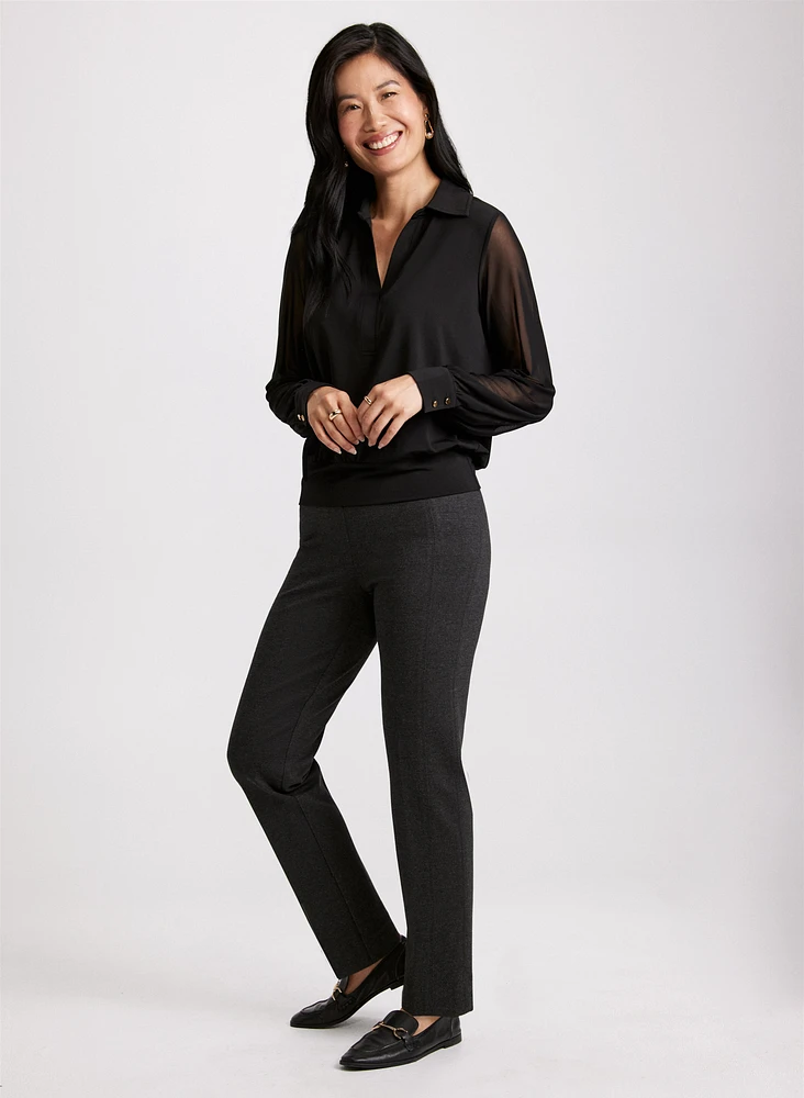 Haut à manches longues transparente et pantalon Sofia à jambe étroite