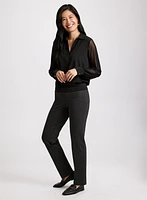 Haut à manches longues transparente et pantalon Sofia à jambe étroite