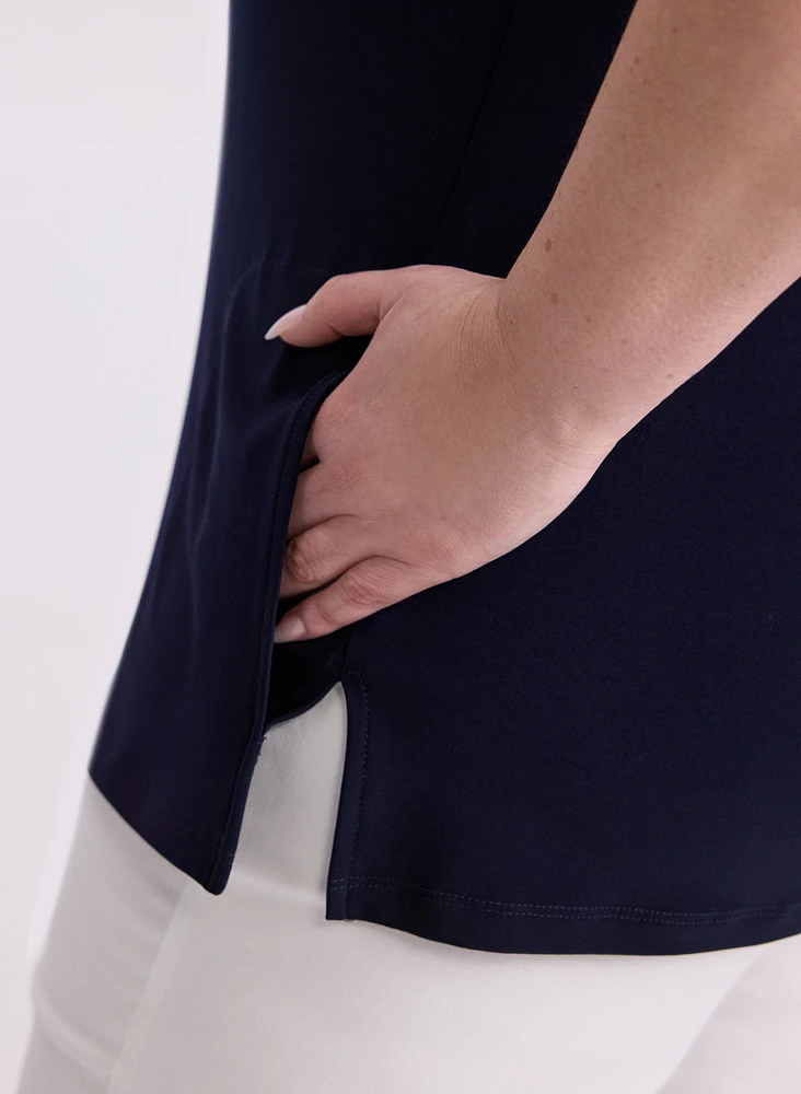 Joseph Ribkoff - Tonal Trim Polo Top