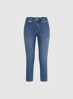 Patch Pocket Straight-Leg Jeans
