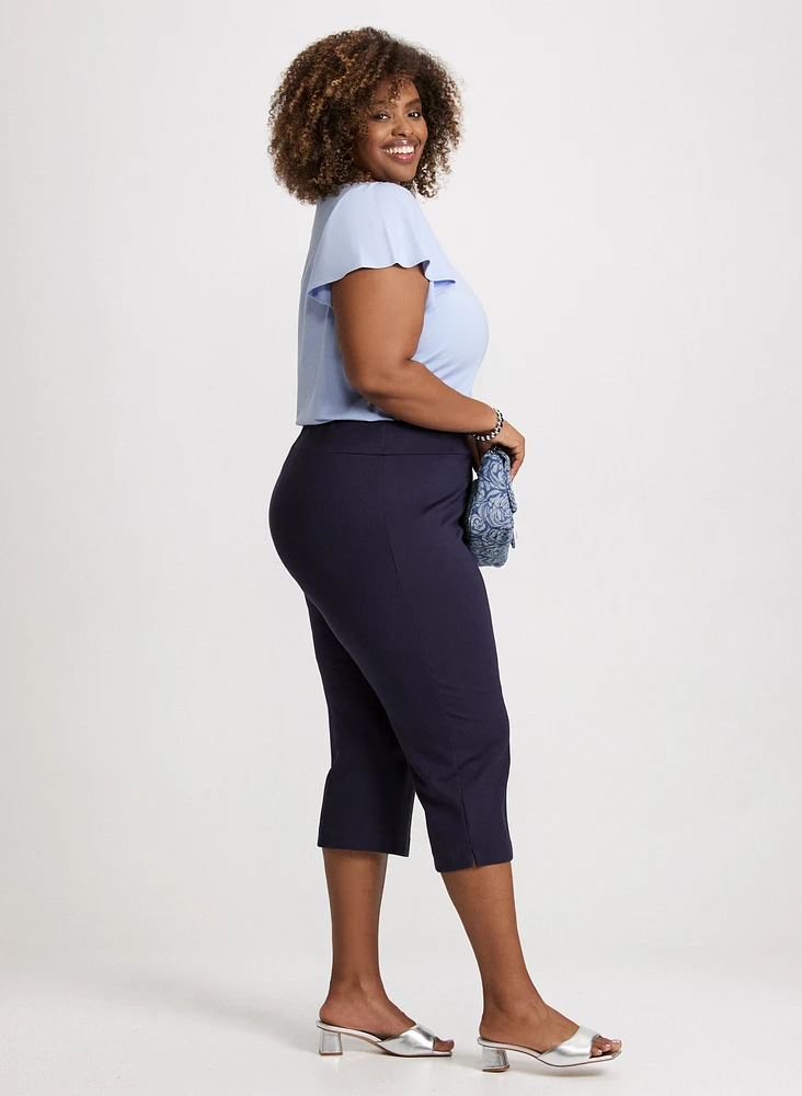 Slit Detail Straight Leg Capris