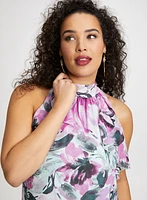 Mock Neck Floral Print Dress