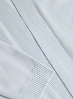 Ribbed Trim Open-Front Cardigan