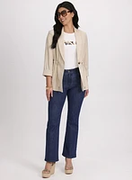 Single-Button Jacket & Flare Leg Jeans