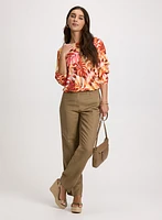 Tropical Pinched Sleeve Top