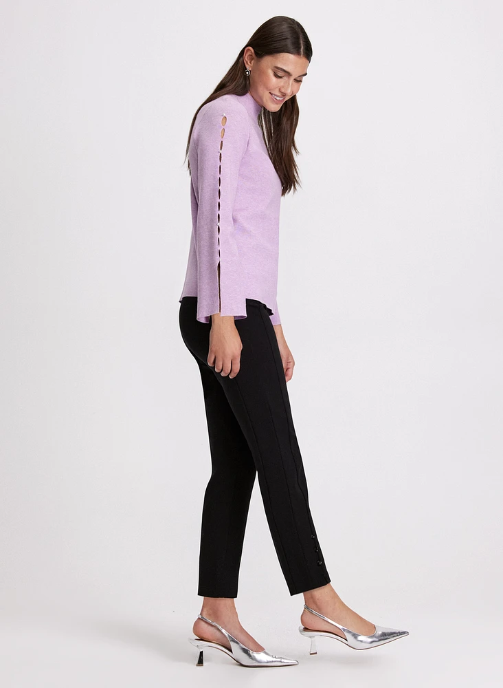 Sofia Studded Hem Slim-Leg Pants - Short