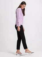 Sofia Studded Hem Slim-Leg Pants - Short