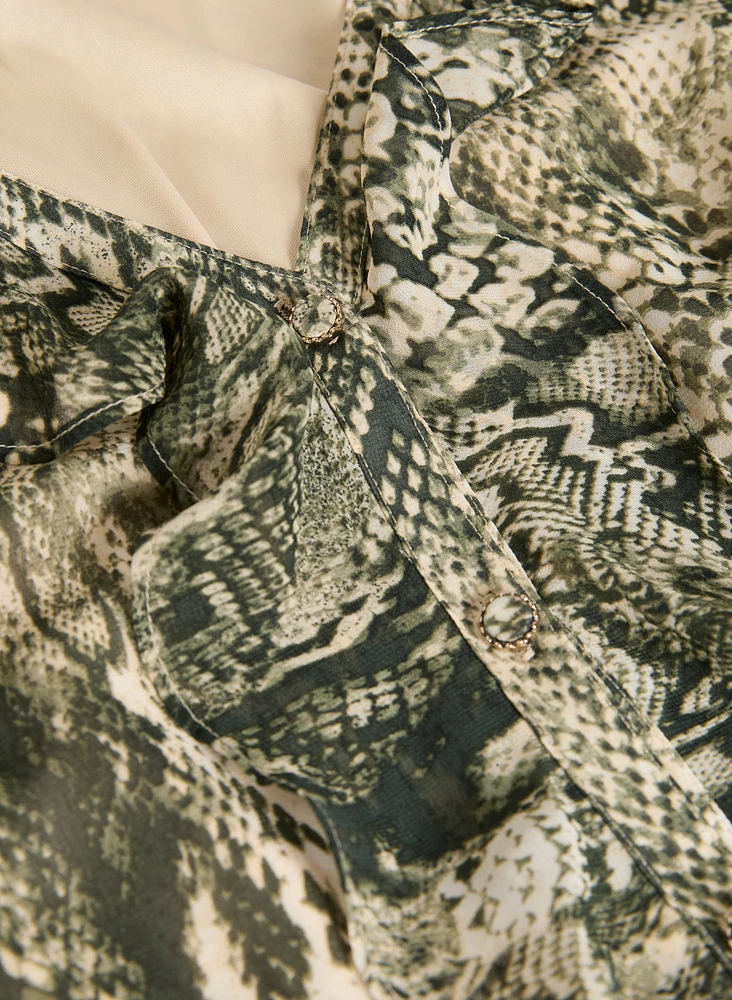 Snake Print Belted Dress