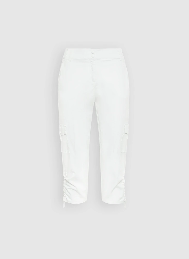 Cropped Drawstring Hem Cargo Pants