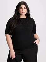 Linear Rhinestone Motif Sweater