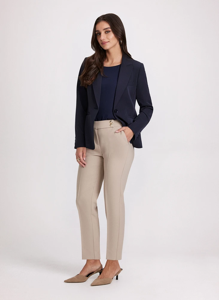 Emma Embossed Button Slim-Leg Pants