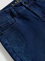 Jean droit à broderies perlées