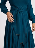 Pleated Skirt Sweater Dress