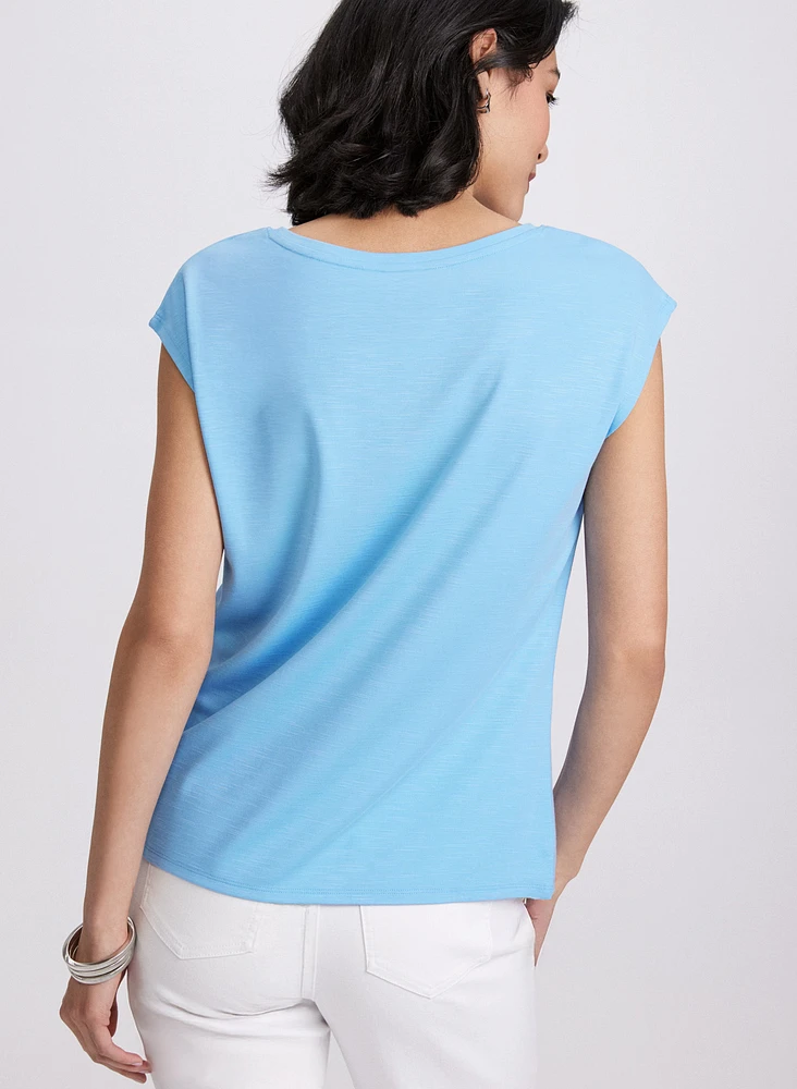 Metallic Button T-Shirt