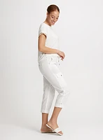 Cotton Drawstring Waist Cargo Capris
