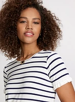 Striped Ruffle Trim T-Shirt