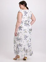Robe cache-coeur florale à volants
