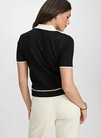 Cardigan polo en tricot contrastant