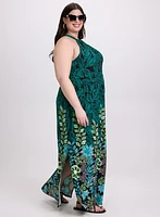 Leaf Print Maxi Dress