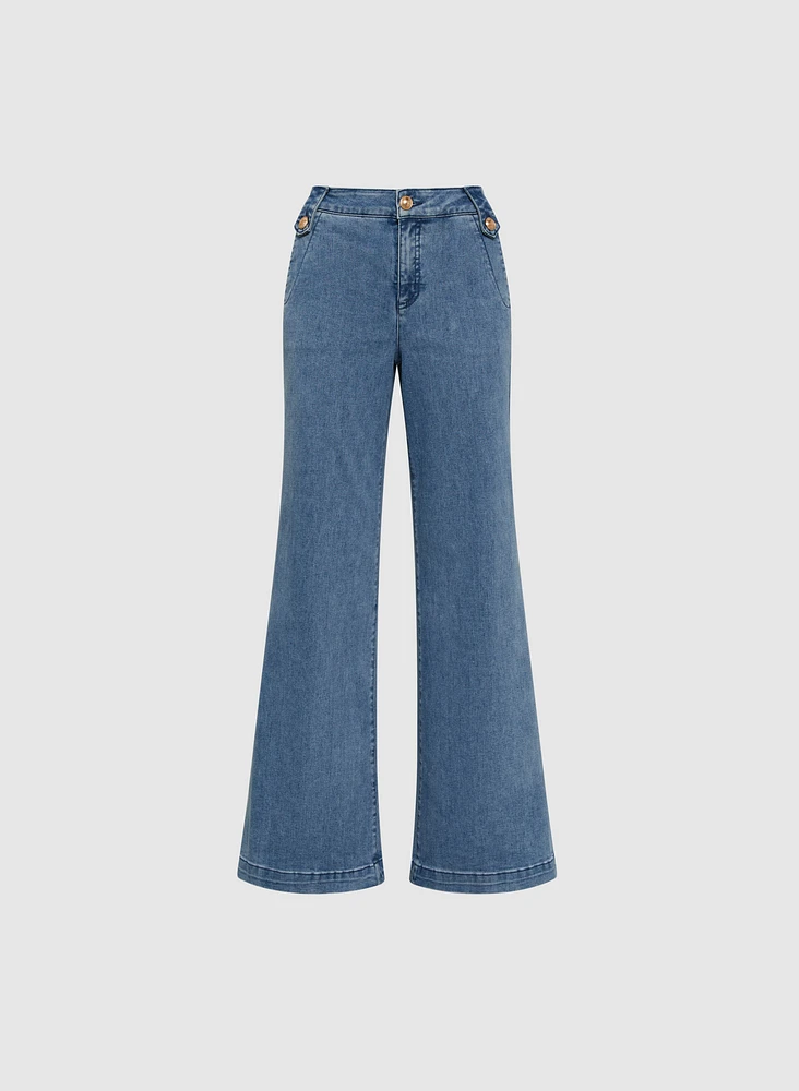 Faded Wide-Leg Jeans