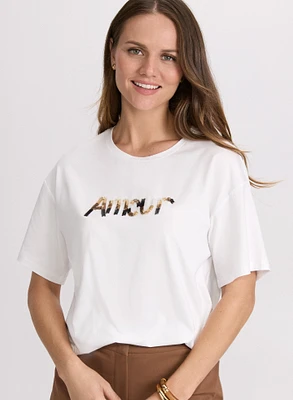 T-shirt à lettrage orné
