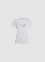 T-shirt uni avec lettrage scintillant