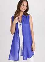 Button-Down Cotton Voile Blouse