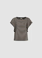 Striped Ruffle Sleeve T-Shirt