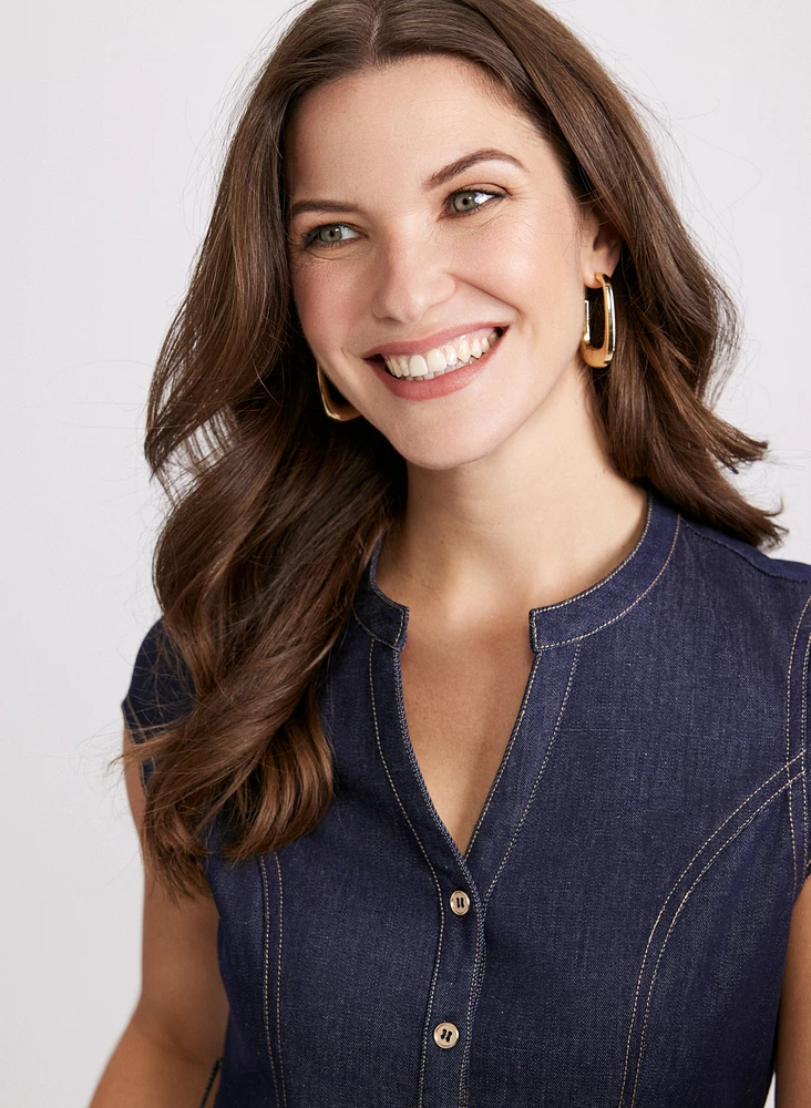 Denim Button-Down Dress