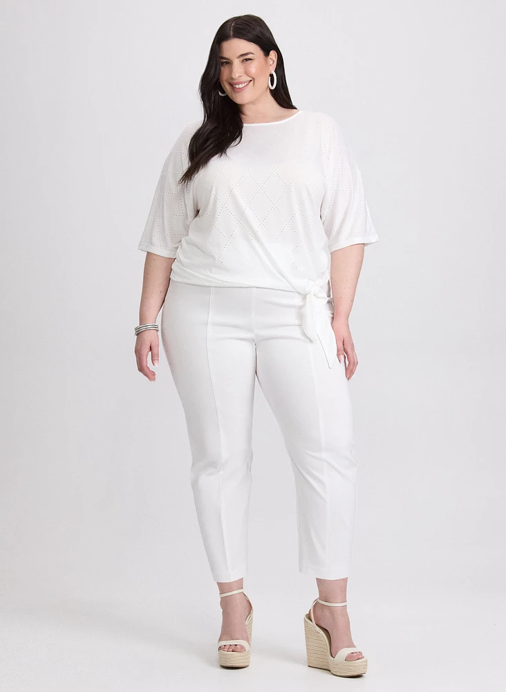 Pointelle Elbow Sleeve Top