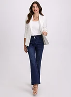Single-Button Blazer & Flare Leg Jeans