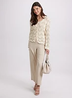Wavy Pointelle Knit Cardigan