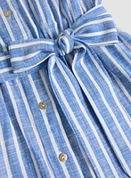 Midi Striped Linen Blend Dress