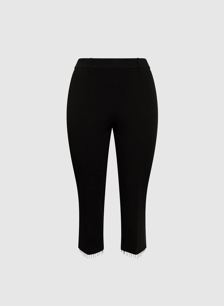 Emma Crystal Fringe Slim-Leg Pants