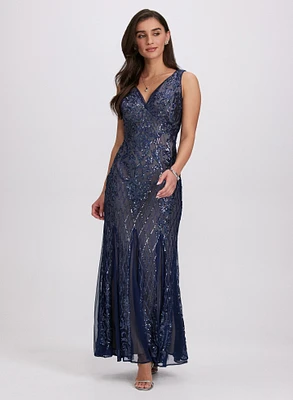 Sequin Embellished Mesh Dress