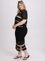 Joseph Ribkoff - Striped Open Knit Skirt