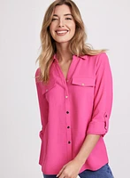 Blouse boutonnée en crêpe