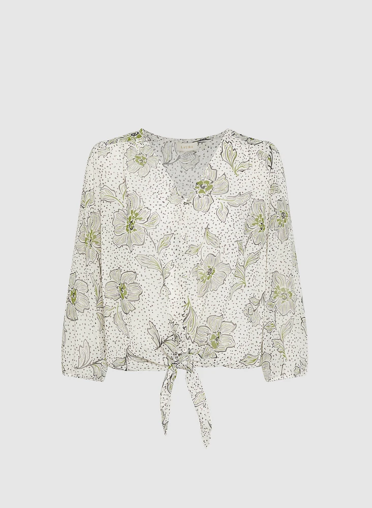 Floral Tied Hem Blouse