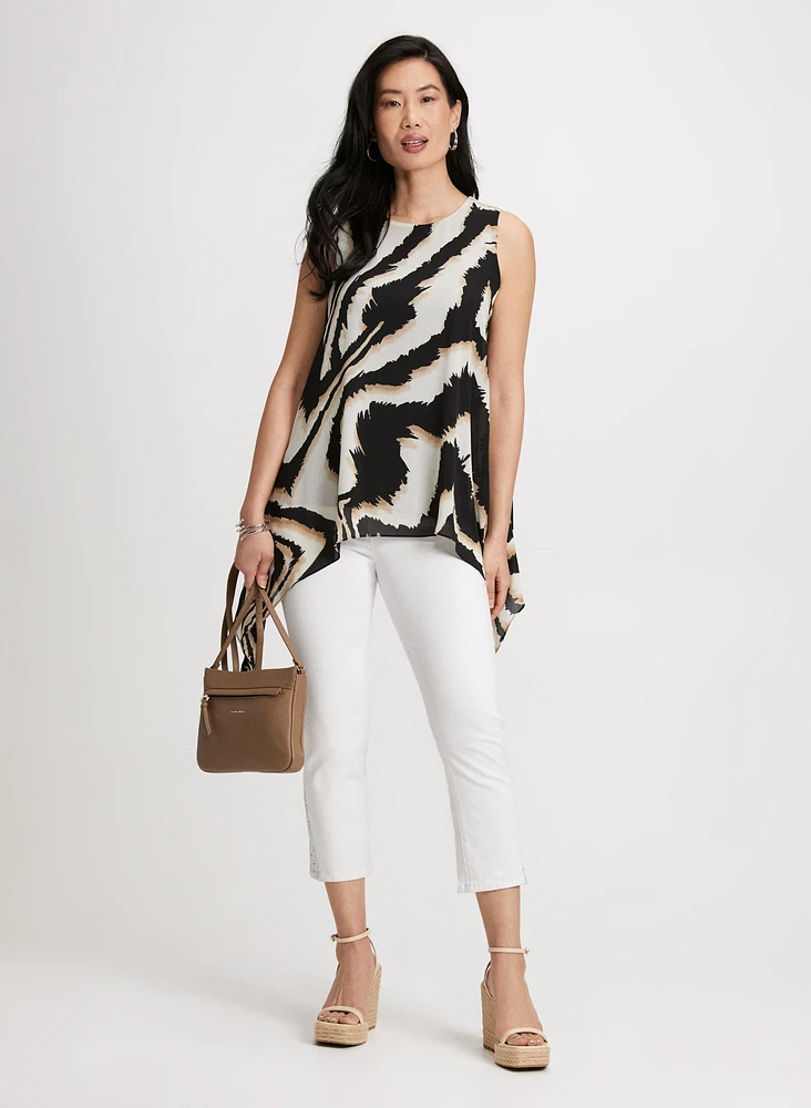 Zebra Print Asymmetric Blouse