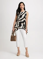 Zebra Print Asymmetric Blouse