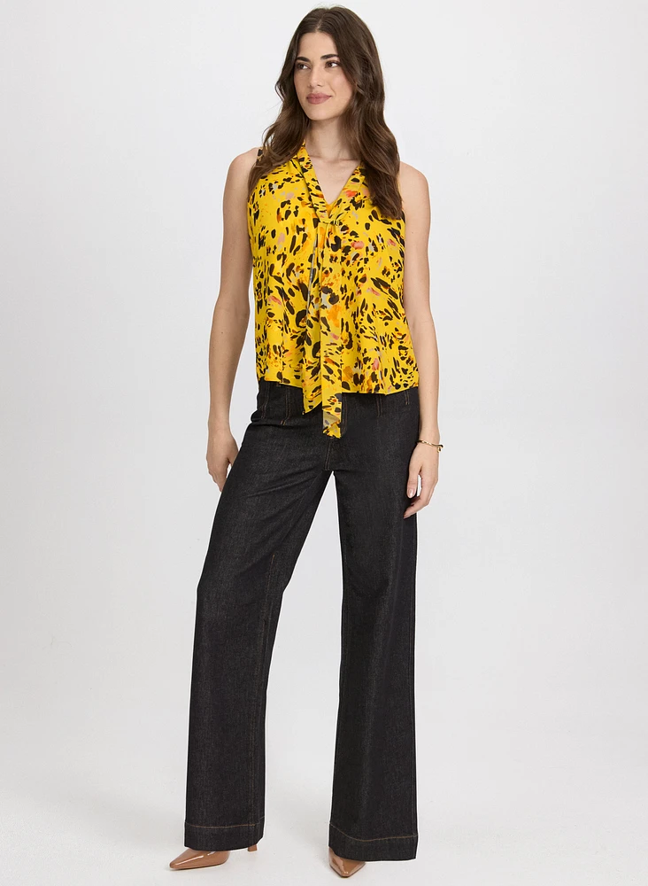 Blouse léopard à effet cravate