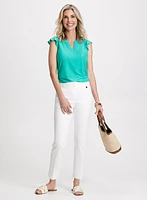 Pantalon en sergé de coton et t-shirt à volants